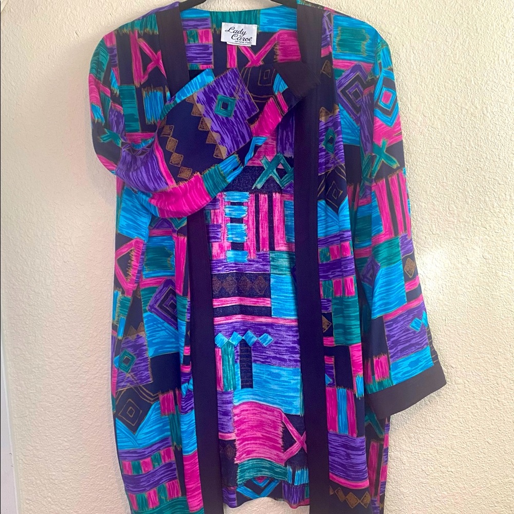 Vintage Lady Carol of New York Open Front Kimono Jacket - VTG Sz 12